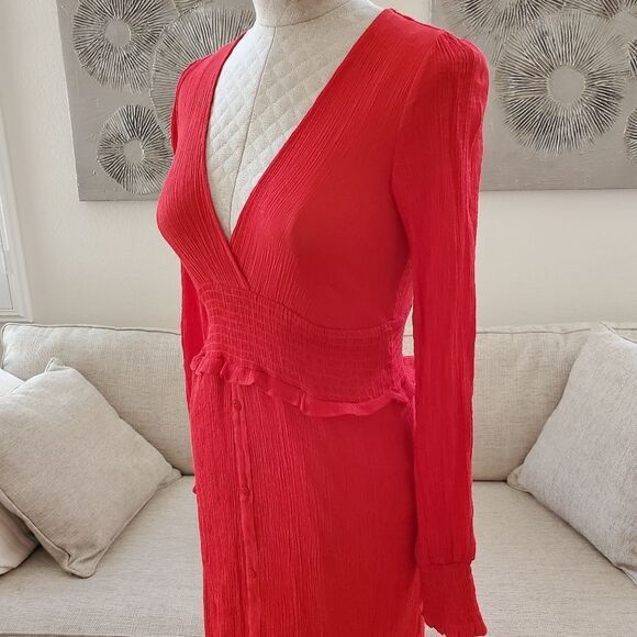 Lulus 'Go For It' Long Sleeve Midi Dress size XS in Red - Picture 7 of 14